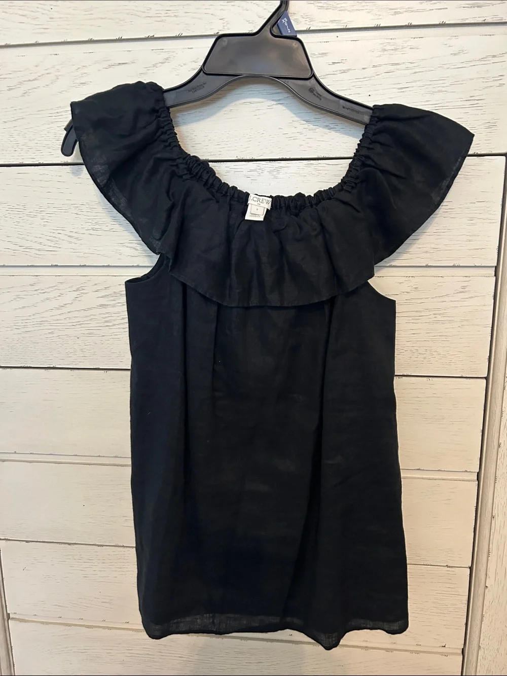 J. Crew Black Sleeveless Ruffle Casual Blouse
